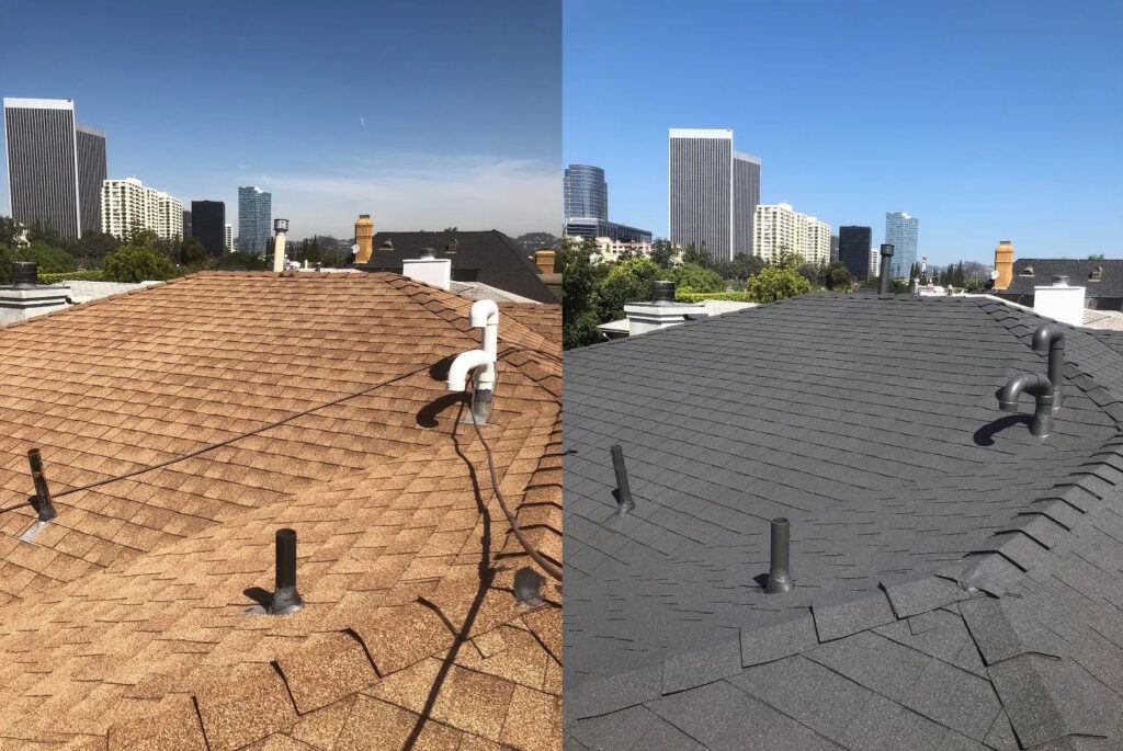 a picture of a rejuvenated roof with a color change, save you roof today with a rejuvenation